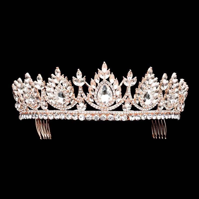 Teardrop Accented Marquise Stone Cluster Princess Tiara - Madeline Love - Flyclothing LLC