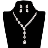 Teardrop Crystal Rhinestone Necklace Earring Set - Madeline Love - Flyclothing LLC