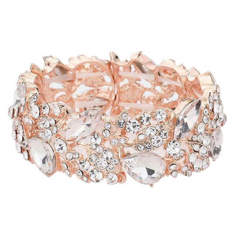 Teardrop Marquise Stone Cluster Stretch Evening Bracelet - Madeline Love - Flyclothing LLC