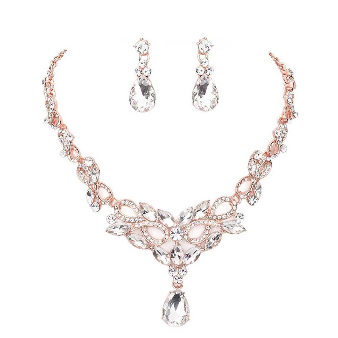 Teardrop Stone Accented Evening Necklace - Madeline Love - Flyclothing LLC