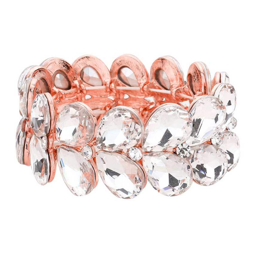 Teardrop Stone Embellished Evening Bracelet - Madeline Love - Flyclothing LLC