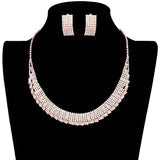 Trendy Crystal Rhinestone Pave Collar Necklace Earring Set - Madeline Love - Flyclothing LLC