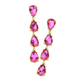 Teardrop Stone Link Dangle Evening Earrings - Madeline Love - Flyclothing LLC