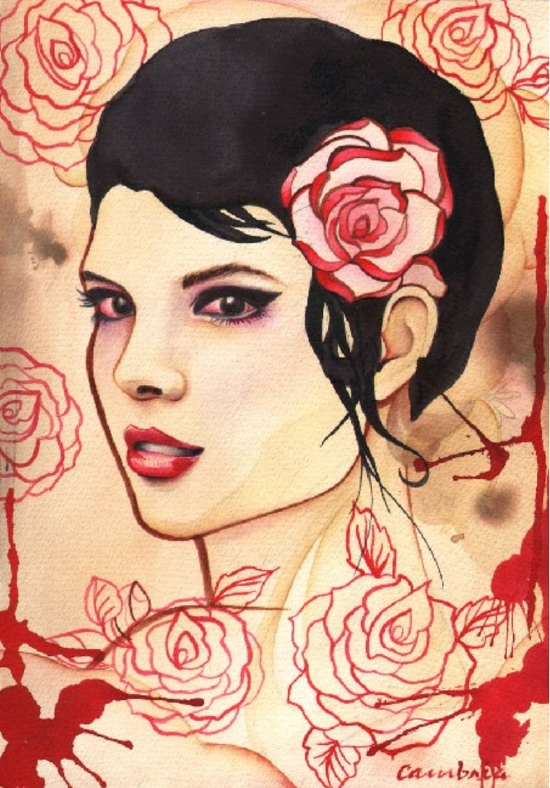 Black Market Art Company Rose Red Print