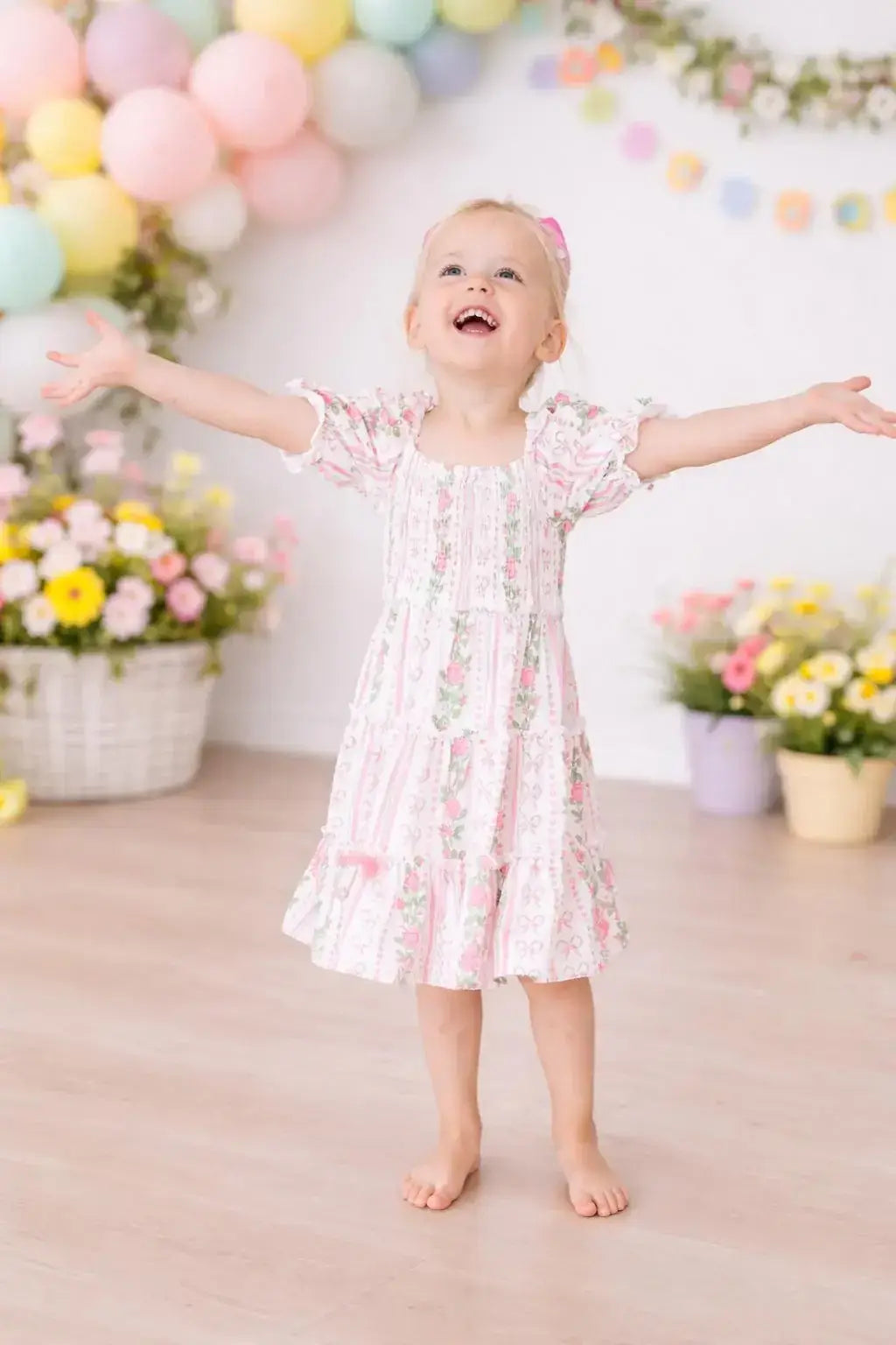 Rosebud Bows Smocked Ruffle Dress - Mila & Rose ® - Flyclothing LLC