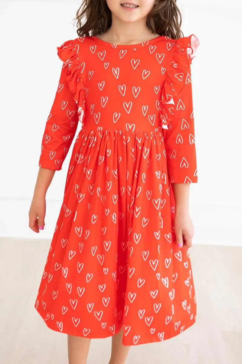 Roses are Red Ruffle Twirl Dress - Mila & Rose ® - Flyclothing LLC