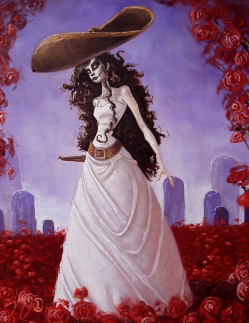 Black Market Art Company Roses & Her Gun Print