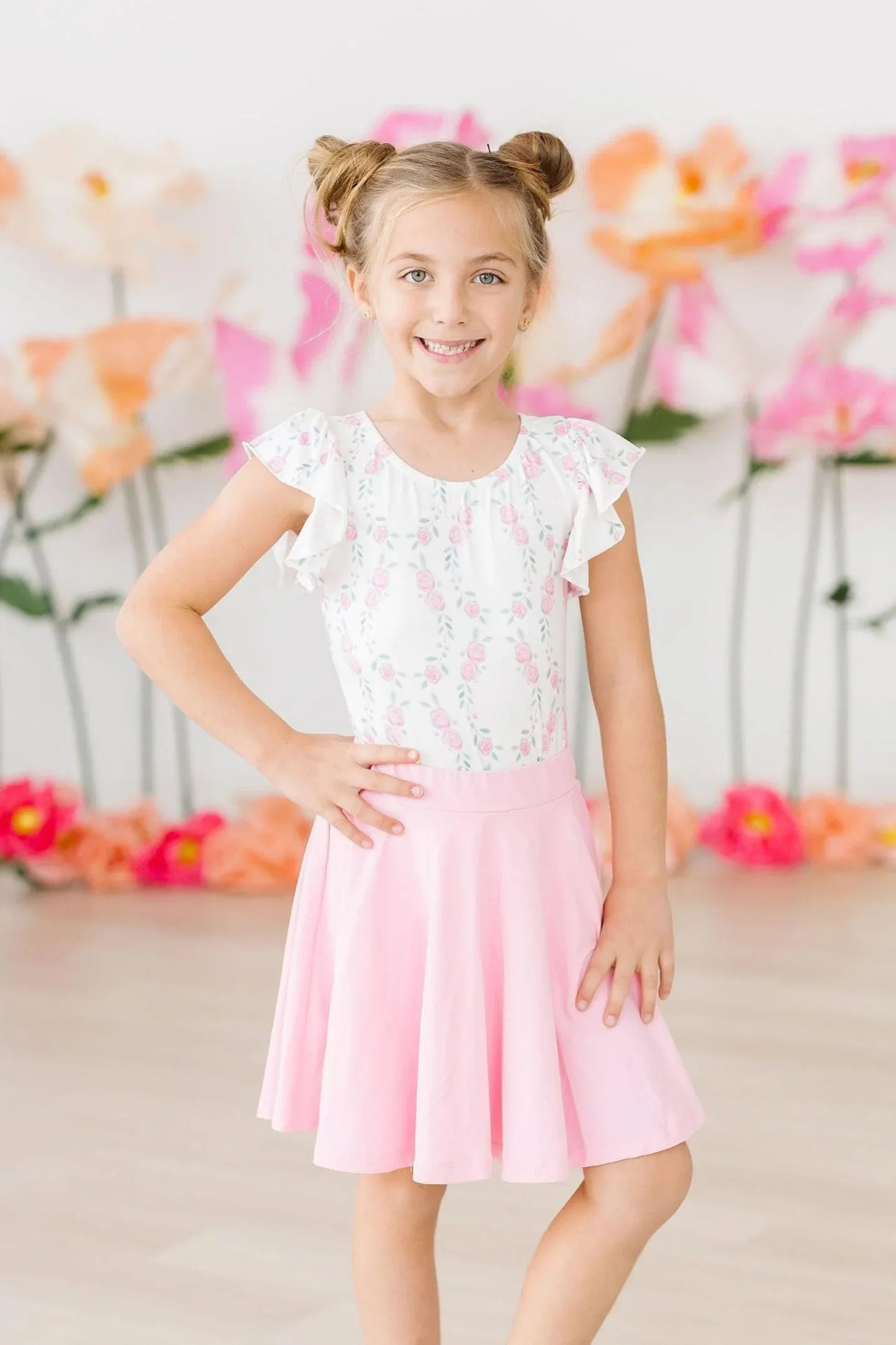 Rosie Posie S/S Flutter Sleeve Leotard - Mila & Rose ® - Flyclothing LLC