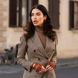 Rossana (cognac) - Italian fingerless lambskin leather driving gloves
