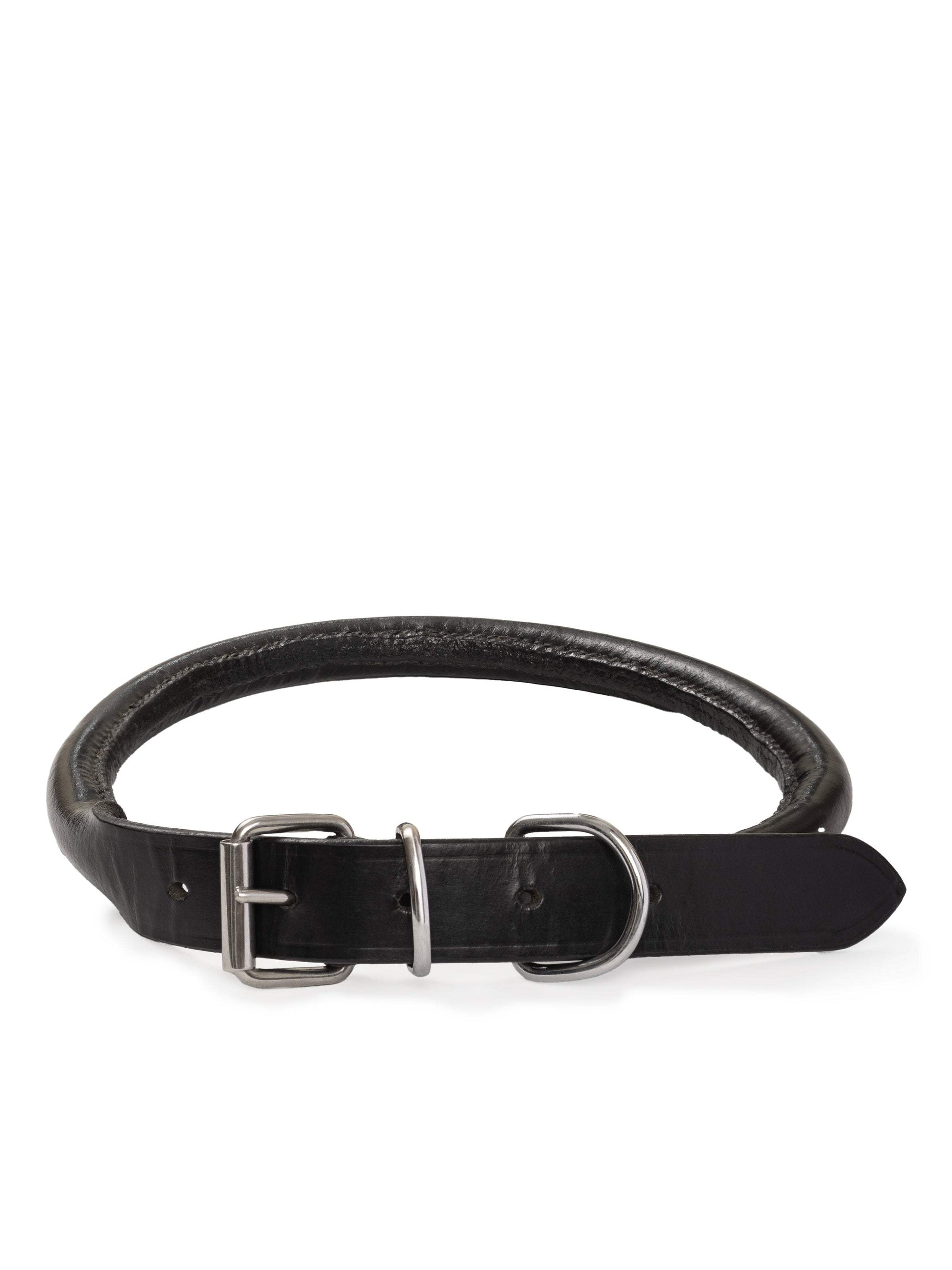 Rolled Leather Dog Collar - Classy Leather Bags - Flyclothing LLC