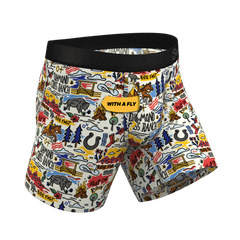 The Rowdy Rodeo | Western Map Shinesty x Diamond Cross Ranch Ball Hammock® Pouch Underwear With Fly - Shinesty