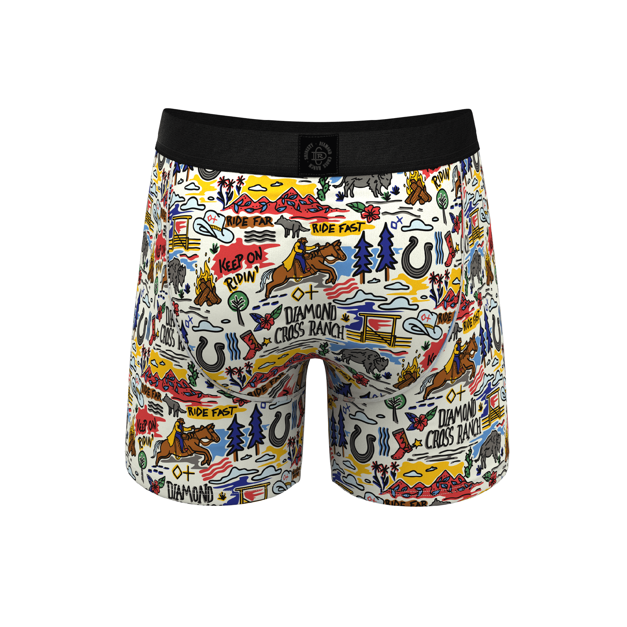 The Rowdy Rodeo | Western Map Shinesty x Diamond Cross Ranch Ball Hammock® Pouch Underwear With Fly - Shinesty