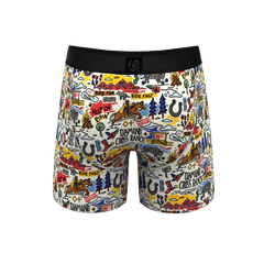 The Rowdy Rodeo | Western Map Shinesty x Diamond Cross Ranch Ball Hammock® Pouch Underwear With Fly - Shinesty