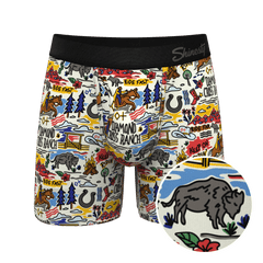 The Rowdy Rodeo | Western Map Shinesty x Diamond Cross Ranch Ball Hammock® Pouch Underwear With Fly - Shinesty