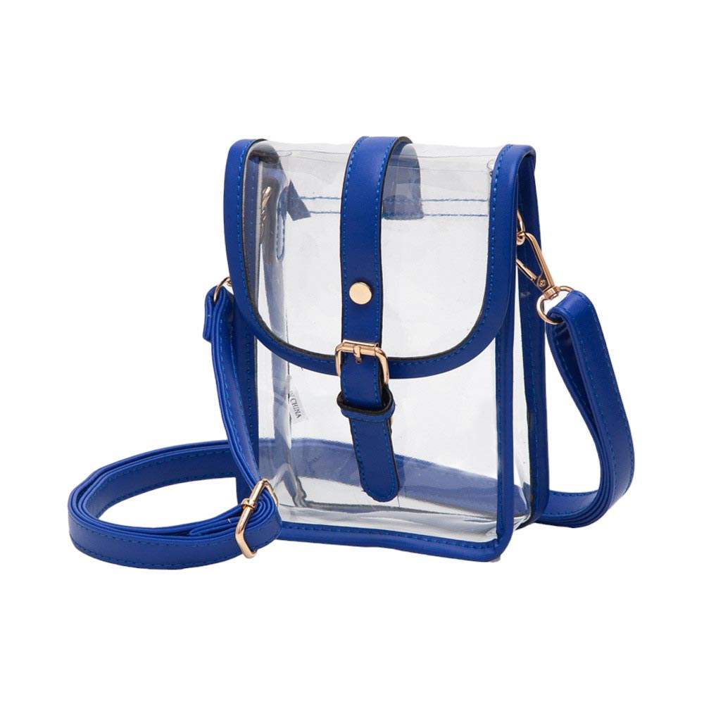 Faux Leather Belt Buckle Pointed Transparent Crossbody Bag - Madeline Love - Flyclothing LLC