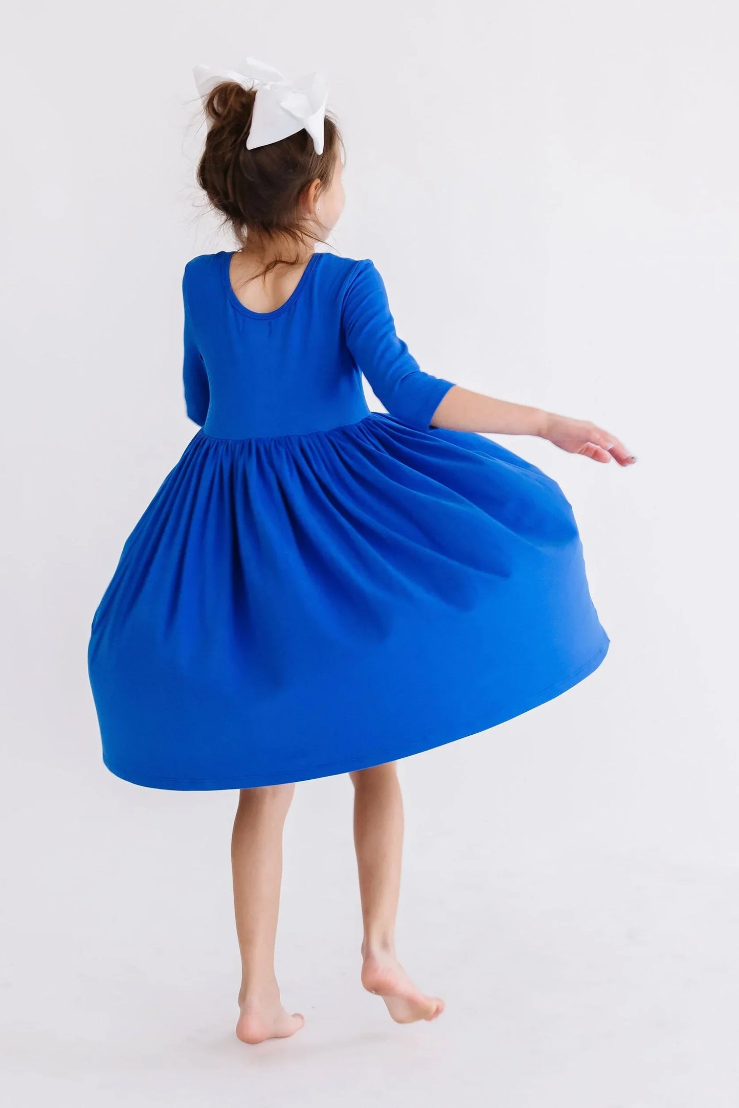 Royal Blue 3/4 Sleeve Pocket Twirl Dress - Mila & Rose ® - Flyclothing LLC