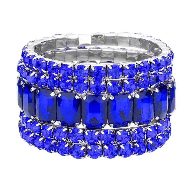 5Pcs Rectangle Round Stone Stretch Multi Layered Bracelets - Madeline Love - Flyclothing LLC