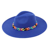 Colorful Chain Accented Solid Panama Hat - Madeline Love - Flyclothing LLC