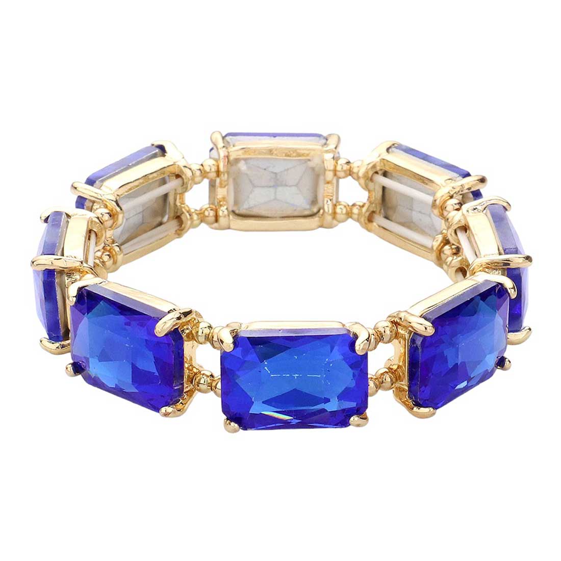 Emerald Cut Stone Stretch Evening Bracelet - Madeline Love - Flyclothing LLC