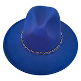 Faux Leather Braided Chain Band Pointed Fedora Hat - Madeline Love - Flyclothing LLC