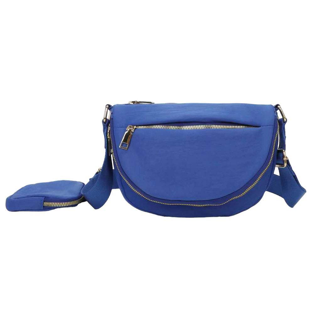 Half Round Solid Nylon Crossbody Bag - Madeline Love - Flyclothing LLC