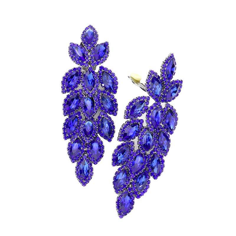 Marquise Crystal Oval Cluster Vine Clip On Earrings - Madeline Love - Flyclothing LLC