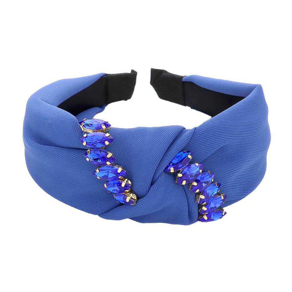 Marquise Stone Embellished Knot Burnout Headband - Madeline Love - Flyclothing LLC