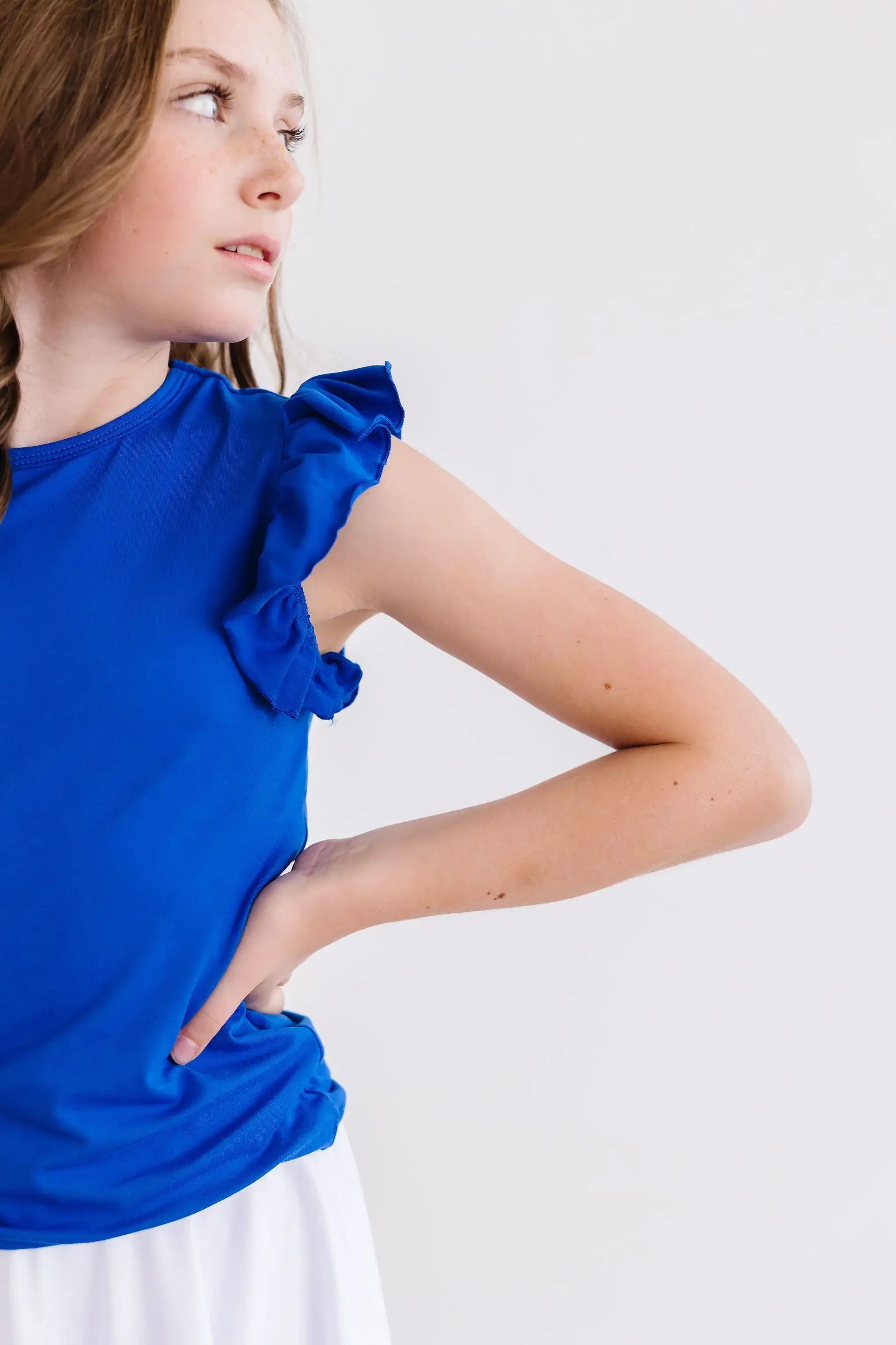 Royal Blue S/S Ruffle Tee - Mila & Rose ® - Flyclothing LLC