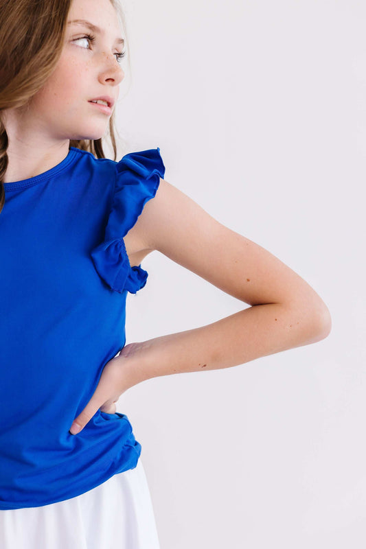 Royal Blue S/S Ruffle Tee - Mila & Rose ® - Flyclothing LLC