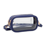Solid Faux Leather Transparent Rectangle Crossbody Bag - Madeline Love - Flyclothing LLC