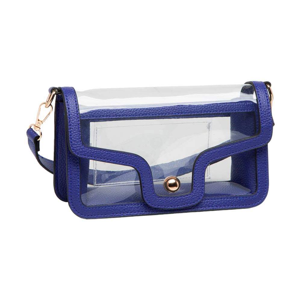 Solid Faux Leather Transparent Rectangle Shoulder Bag - Madeline Love - Flyclothing LLC