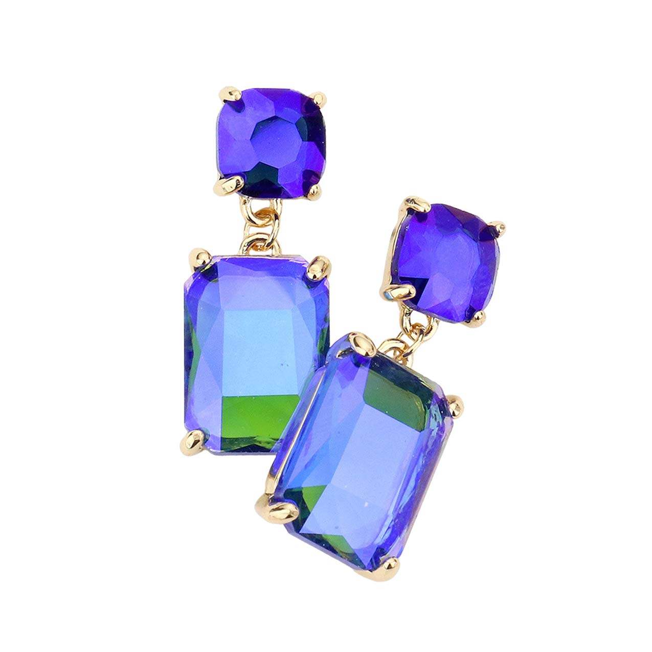 Square Rectangle Link Dangle Evening Earrings - Madeline Love - Flyclothing LLC