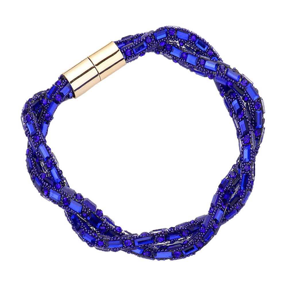 Stone Embellished Twisted Magnetic Bracelet - Madeline Love - Flyclothing LLC