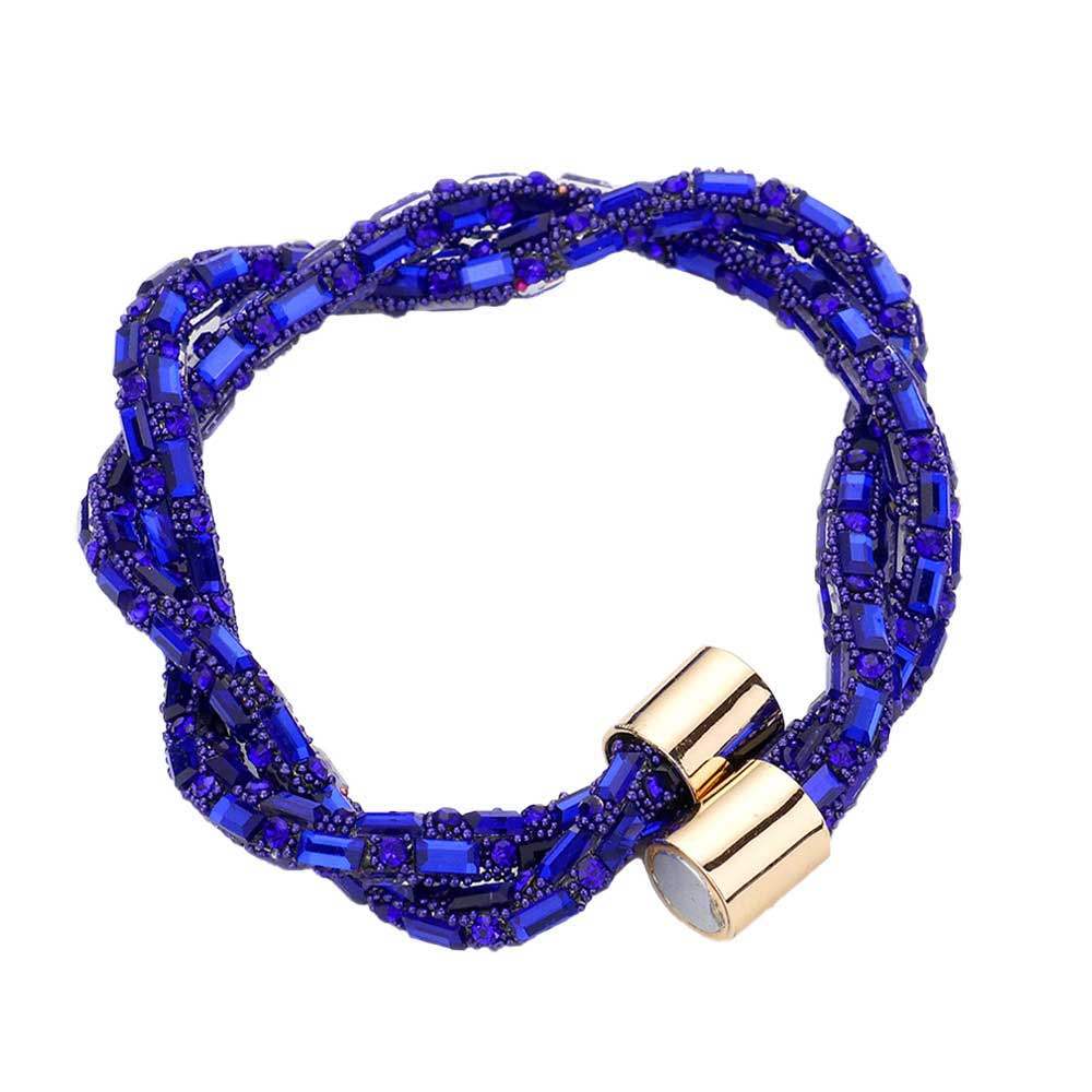 Stone Embellished Twisted Magnetic Bracelet - Madeline Love - Flyclothing LLC