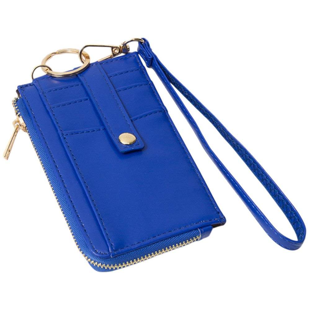 Faux Leather Basket Weave Flat Card Holder Wallet with Wristlet - Madeline Love - Flyclothing LLC