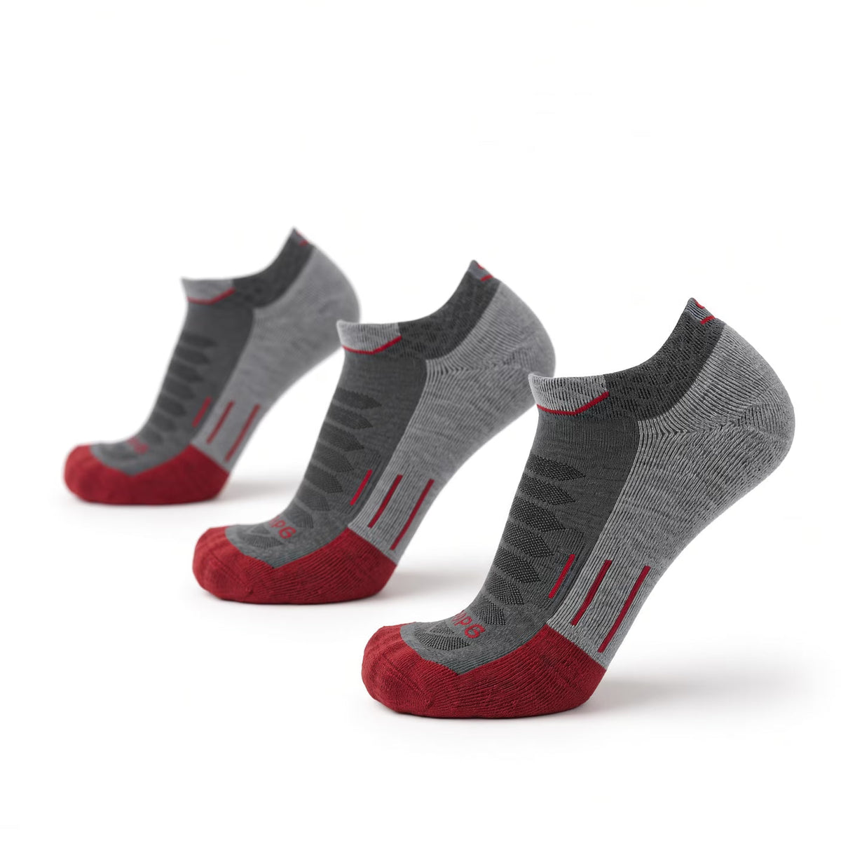 3 Pack Ruby - Run Ankle Midweight Merino Wool Sock - GRIP6 - Flyclothing LLC