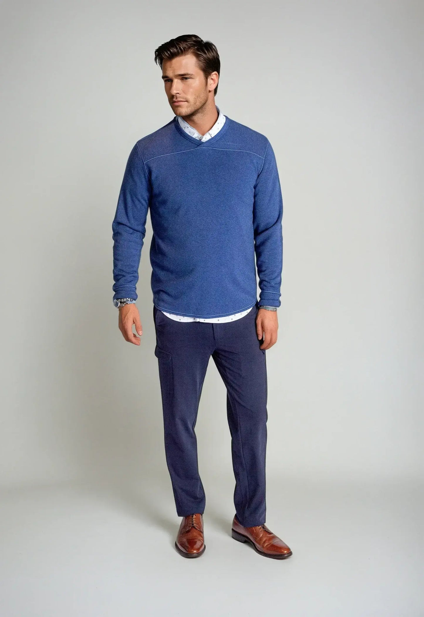Rugvee Pullover V-Neck Sweatshirt - Tokyo Blue - Buki - Flyclothing LLC