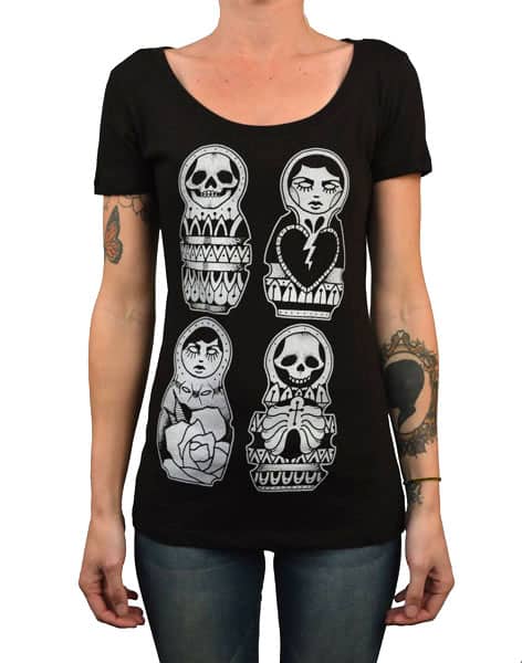 Black Market Art Company Russian Dolls Women's Scoop Neck T-Shirt
