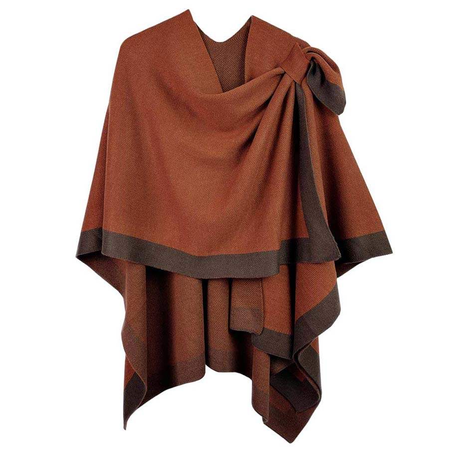 Bordered Ruana With Shoulder Strap - Madeline Love - Flyclothing LLC