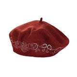 Flower Bling Studded Beret Hat - Madeline Love - Flyclothing LLC
