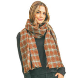 Plaid Check Lurex Oblong Scarf - Madeline Love - Flyclothing LLC