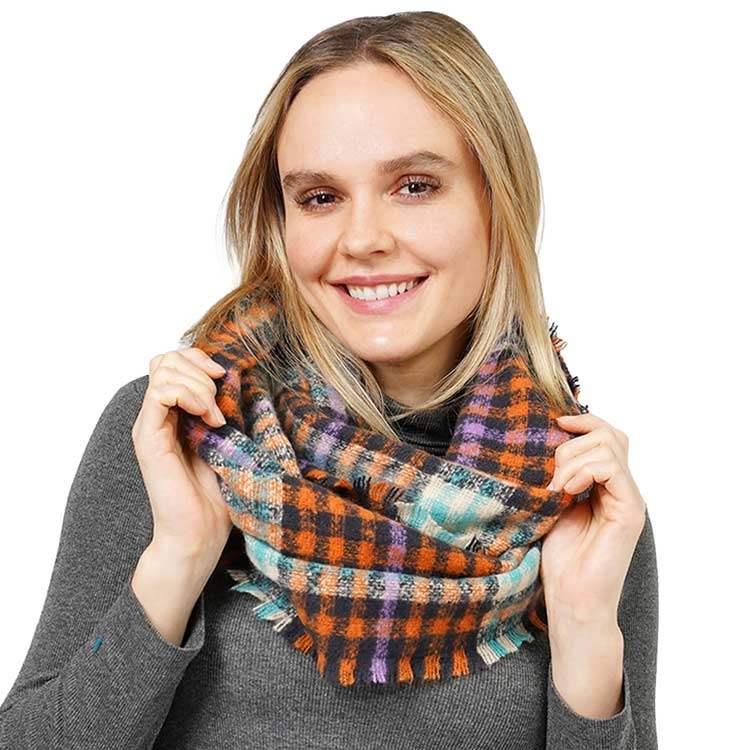 Plaid Check Patterned Infinity Scarf - Madeline Love - Flyclothing LLC