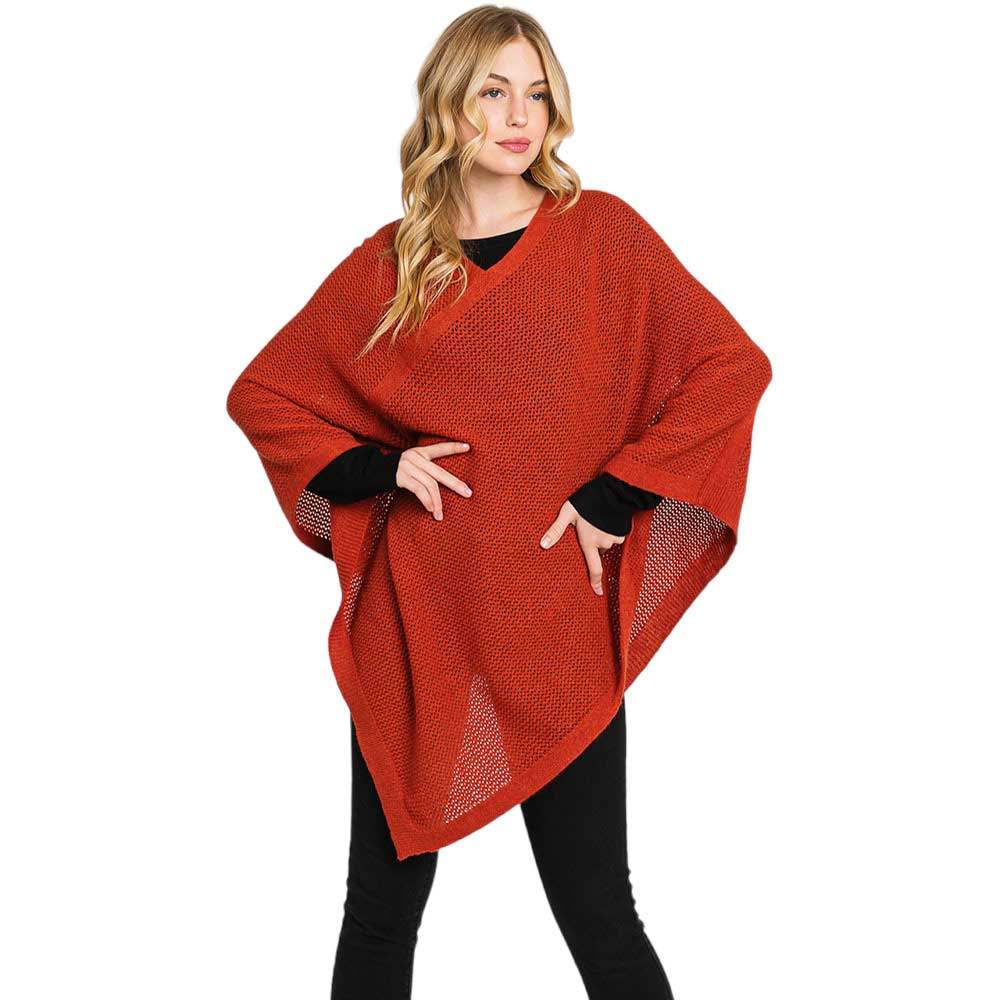 Solid Knit Loose Fit Poncho Ruana - Madeline Love - Flyclothing LLC
