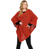 Solid Knit Loose Fit Poncho Ruana - Madeline Love - Flyclothing LLC