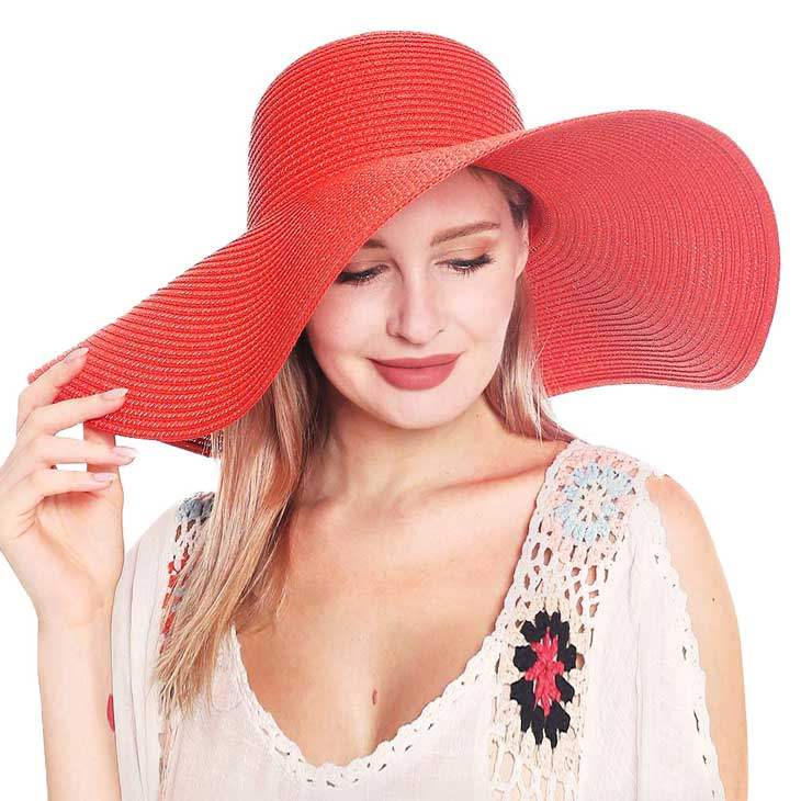 Solid Floppy Straw Sun Hat - Madeline Love - Flyclothing LLC