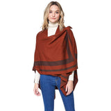 Striped Shoulder Strap Ruana Poncho - Madeline Love - Flyclothing LLC