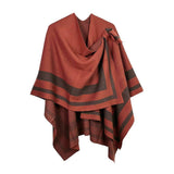 Striped Shoulder Strap Ruana Poncho - Madeline Love - Flyclothing LLC
