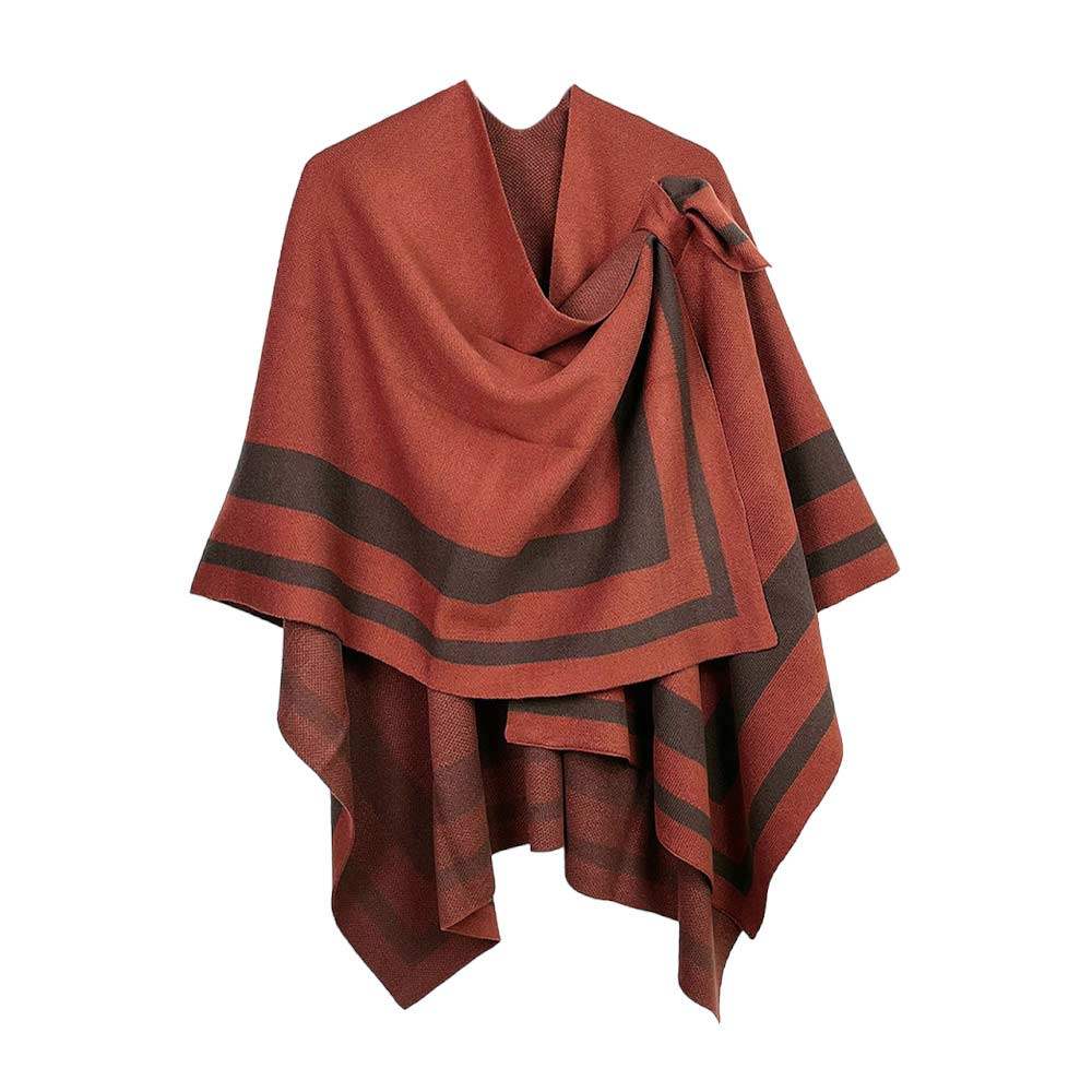 Striped Shoulder Strap Ruana Poncho - Madeline Love - Flyclothing LLC