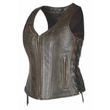 Rustica - Ladies Brown Leather Vest - Unik Just for Bikers - Flyclothing LLC