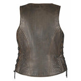 Rustica - Ladies Brown Leather Vest - Unik Just for Bikers - Flyclothing LLC